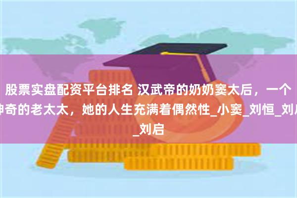 股票实盘配资平台排名 汉武帝的奶奶窦太后，一个神奇的老太太，她的人生充满着偶然性_小窦_刘恒_刘启