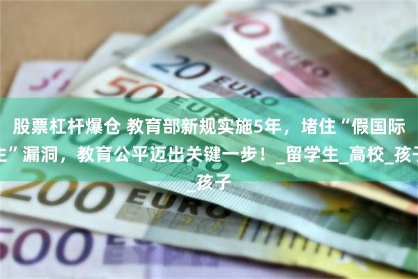 股票杠杆爆仓 教育部新规实施5年，堵住“假国际生”漏洞，教育公平迈出关键一步！_留学生_高校_孩子