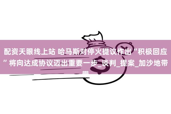 配资天眼线上站 哈马斯对停火提议作出“积极回应”将向达成协议迈出重要一步_谈判_提案_加沙地带