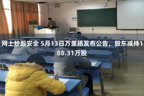 网上炒股安全 5月13日万里扬发布公告，股东减持188.31万股