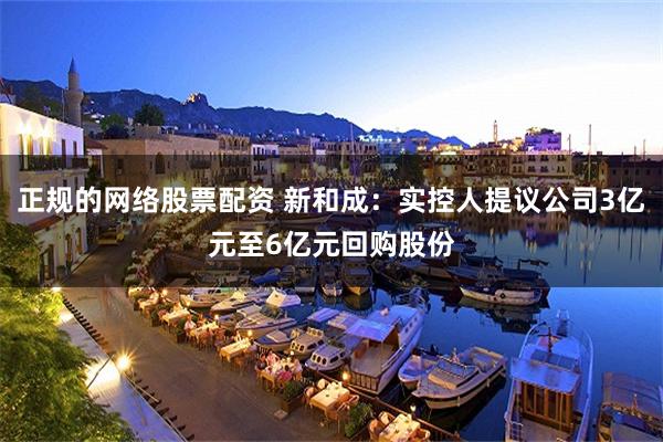 正规的网络股票配资 新和成：实控人提议公司3亿元至6亿元回购股份