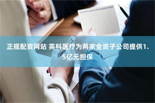 正规配资网站 英科医疗为两家全资子公司提供1.5亿元担保