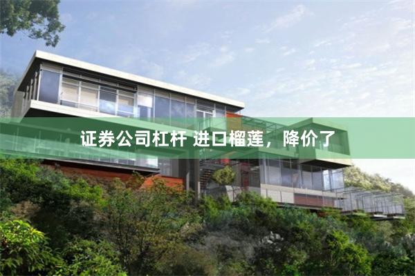 证券公司杠杆 进口榴莲，降价了