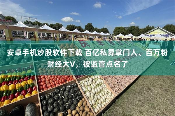 安卓手机炒股软件下载 百亿私募掌门人、百万粉财经大V，被监管点名了
