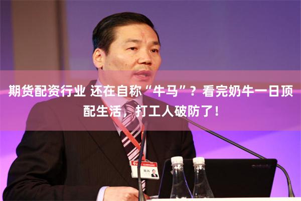 期货配资行业 还在自称“牛马”？看完奶牛一日顶配生活，打工人破防了！
