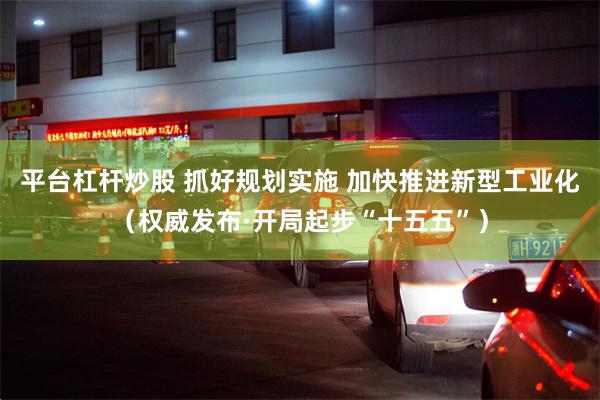平台杠杆炒股 抓好规划实施 加快推进新型工业化（权威发布·开局起步“十五五”）